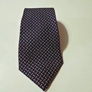 Tommy Hilfiger 100% Silk Tie Blue Geometric Blue Red White Yellow